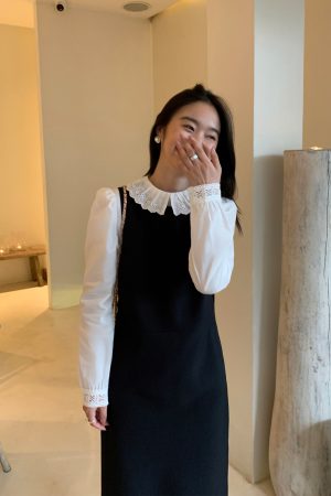 Elegant Black Sleeveless Tank Dress for Women - Long Round Neck Autumn Fashion, High-End Little Black Dress