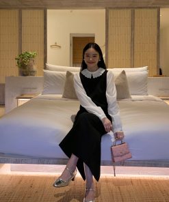 Elegant Black Sleeveless Tank Dress for Women - Long Round Neck Autumn Fashion, High-End Little Black Dress