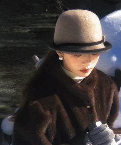 Elegant Brown Bowknot Woolen Bucket Hat - Versatile Winter Fashion, Warm High-Quality Y2K Style Hat