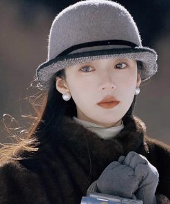 Elegant Brown Bowknot Woolen Bucket Hat - Versatile Winter Fashion, Warm High-Quality Y2K Style Hat