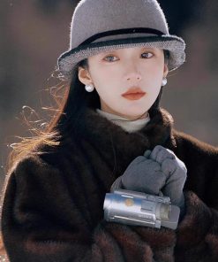 Elegant Brown Bowknot Woolen Bucket Hat - Versatile Winter Fashion, Warm High-Quality Y2K Style Hat