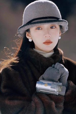 Elegant Brown Bowknot Woolen Bucket Hat - Versatile Winter Fashion, Warm High-Quality Y2K Style Hat