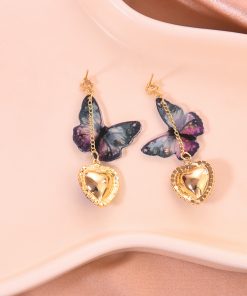 Elegant Butterfly Tassel Crystal Pendant Earrings for Women, Niche European American Style, Chic Fashion Accessories 2025