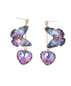 Elegant Butterfly Tassel Crystal Pendant Earrings for Women, Niche European American Style, Chic Fashion Accessories 2025