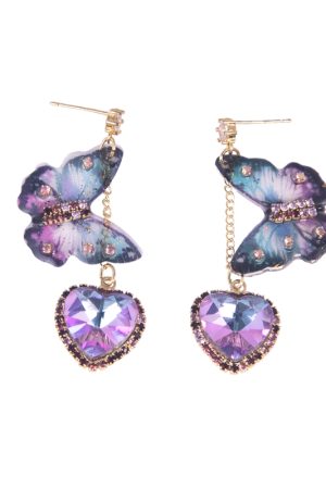 Elegant Butterfly Tassel Crystal Pendant Earrings for Women, Niche European American Style, Chic Fashion Accessories 2025