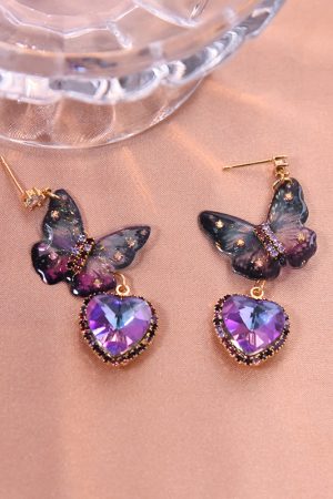 Elegant Butterfly Tassel Crystal Pendant Earrings for Women, Niche European American Style, Chic Fashion Accessories 2025