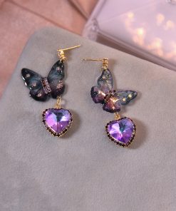 Elegant Butterfly Tassel Crystal Pendant Earrings for Women, Niche European American Style, Chic Fashion Accessories 2025