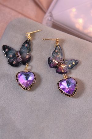 Elegant Butterfly Tassel Crystal Pendant Earrings for Women, Niche European American Style, Chic Fashion Accessories 2025