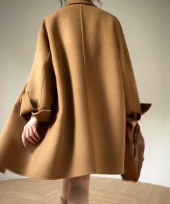 Elegant Camel Double-Faced Wool Suit Coat for Commuting - Aconiconi Ximu Lover Inspired Fashion Overcoat