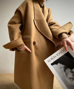 Elegant Camel Double-Faced Wool Suit Coat for Commuting - Aconiconi Ximu Lover Inspired Fashion Overcoat