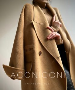 Elegant Camel Double-Faced Wool Suit Coat for Commuting - Aconiconi Ximu Lover Inspired Fashion Overcoat
