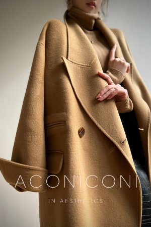 Elegant Camel Double-Faced Wool Suit Coat for Commuting - Aconiconi Ximu Lover Inspired Fashion Overcoat