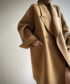 Elegant Camel Double-Faced Wool Suit Coat for Commuting - Aconiconi Ximu Lover Inspired Fashion Overcoat