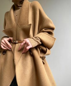 Elegant Camel Double-Faced Wool Suit Coat for Commuting - Aconiconi Ximu Lover Inspired Fashion Overcoat