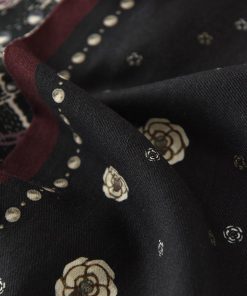 Elegant Camellia Silk Wool Jacquard Long Scarf for Women, Fashionable Commuting Accessory, Perfect for French Style and Everyday Wear