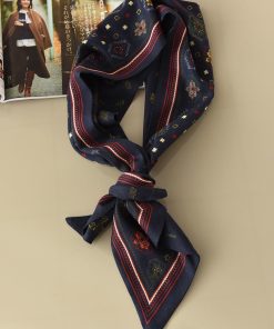 Elegant Camellia Silk Wool Jacquard Long Scarf for Women, Fashionable Commuting Accessory, Perfect for French Style and Everyday Wear