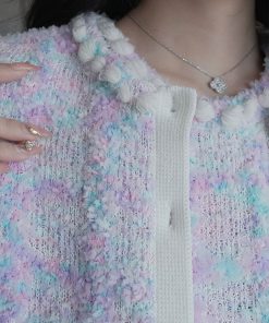 Elegant Chanel-Style Knitted Cardigan Vest Dress Two-Piece Set for Women - Waist-Cinching, Heavy-Duty Fashion, Perfect for Y2K and 90s Styles