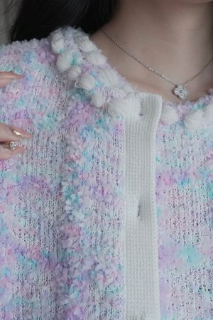 Elegant Chanel-Style Knitted Cardigan Vest Dress Two-Piece Set for Women - Waist-Cinching, Heavy-Duty Fashion, Perfect for Y2K and 90s Styles