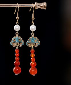 Elegant Chinese-Style Cheongsam Drop Earrings with Small Tassels - Red Wedding Accessories for Brides, Classical Fashion Jewelry