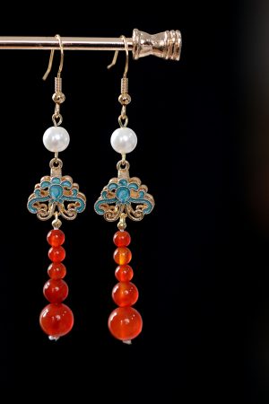 Elegant Chinese-Style Cheongsam Drop Earrings with Small Tassels - Red Wedding Accessories for Brides, Classical Fashion Jewelry