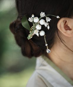 Elegant Chinese Style Lily of the Valley Hairpin - High-End Qipao Accessory, Ancient Hanfu Super Fairy Headwear Side Clip for Women
