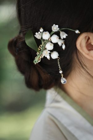 Elegant Chinese Style Lily of the Valley Hairpin - High-End Qipao Accessory, Ancient Hanfu Super Fairy Headwear Side Clip for Women