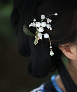Elegant Chinese Style Lily of the Valley Hairpin - High-End Qipao Accessory, Ancient Hanfu Super Fairy Headwear Side Clip for Women