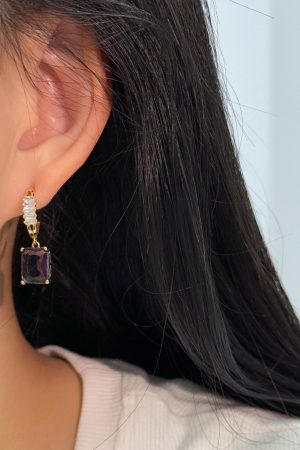 Elegant Circle Zircon Earrings for Women, Light Luxury Square Diamond Design, Versatile 925 Silver Pins, High-End Fashion Earrings