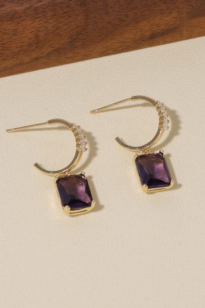 Elegant Circle Zircon Earrings for Women, Light Luxury Square Diamond Design, Versatile 925 Silver Pins, High-End Fashion Earrings