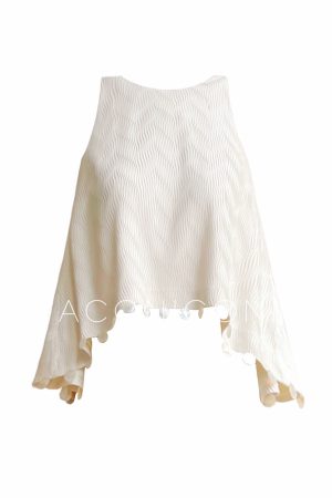 Elegant Commuter Sleeveless Top & Loose Shell Skirt Set - Cloud Sea Wind Bell Vacation Style Outfit for Effortless 90s-Inspired Fashion