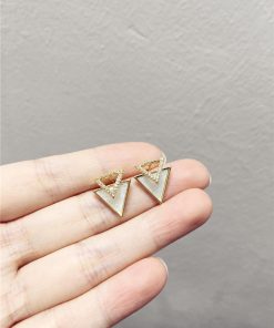 Elegant Diamond-Studded Triangle Polygon Geometric Earrings for Spring/Summer 2025 - Sweet Temperament Fashion Jewelry