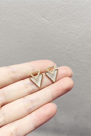 Elegant Diamond-Studded Triangle Polygon Geometric Earrings for Spring/Summer 2025 - Sweet Temperament Fashion Jewelry