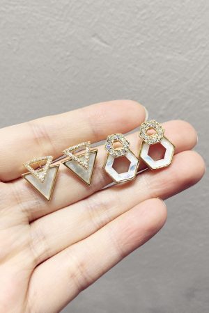 Elegant Diamond-Studded Triangle Polygon Geometric Earrings for Spring/Summer 2025 - Sweet Temperament Fashion Jewelry