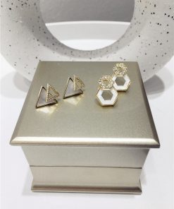 Elegant Diamond-Studded Triangle Polygon Geometric Earrings for Spring/Summer 2025 - Sweet Temperament Fashion Jewelry