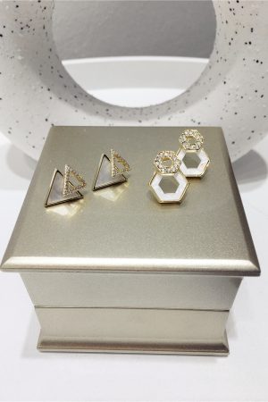 Elegant Diamond-Studded Triangle Polygon Geometric Earrings for Spring/Summer 2025 - Sweet Temperament Fashion Jewelry