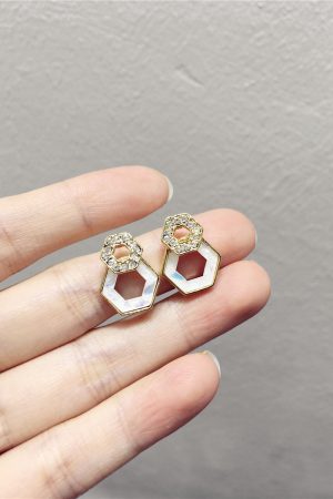 Elegant Diamond-Studded Triangle Polygon Geometric Earrings for Spring/Summer 2025 - Sweet Temperament Fashion Jewelry