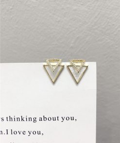 Elegant Diamond-Studded Triangle Polygon Geometric Earrings for Spring/Summer 2025 - Sweet Temperament Fashion Jewelry