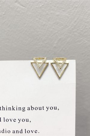 Elegant Diamond-Studded Triangle Polygon Geometric Earrings for Spring/Summer 2025 - Sweet Temperament Fashion Jewelry