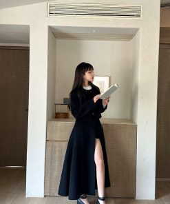 Elegant Double-Sided 100% Wool Overcoat for Women, Long High-End Woolen Coat with Sophisticated Design