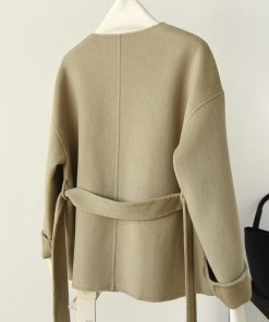 Elegant Double-Sided Wool Cashmere Short Coat for Commuting - Versatile Loose-Fit Outerwear