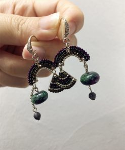 Elegant Ethnic Style Retro Diamond-Inlaid Fan-Shaped U-Shaped Hook Earrings for Evening Accessories