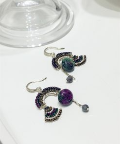 Elegant Ethnic Style Retro Diamond-Inlaid Fan-Shaped U-Shaped Hook Earrings for Evening Accessories