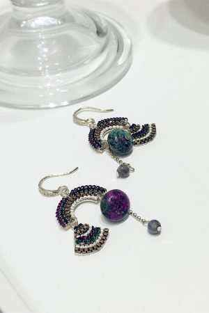 Elegant Ethnic Style Retro Diamond-Inlaid Fan-Shaped U-Shaped Hook Earrings for Evening Accessories