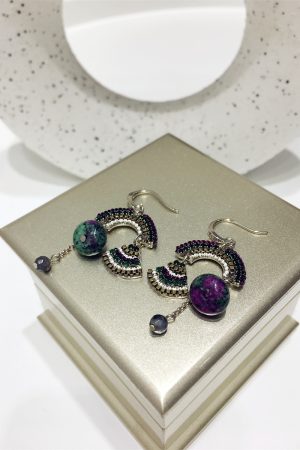 Elegant Ethnic Style Retro Diamond-Inlaid Fan-Shaped U-Shaped Hook Earrings for Evening Accessories