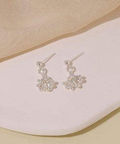 Elegant Floating French Fireworks Cluster Earrings for Women, Delicate 925 Silver Accessories, High-End Fashion Jewelry