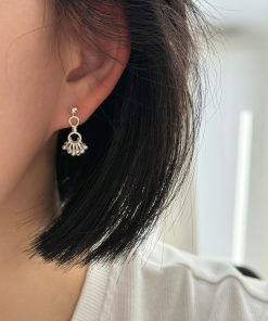 Elegant Floating French Fireworks Cluster Earrings for Women, Delicate 925 Silver Accessories, High-End Fashion Jewelry