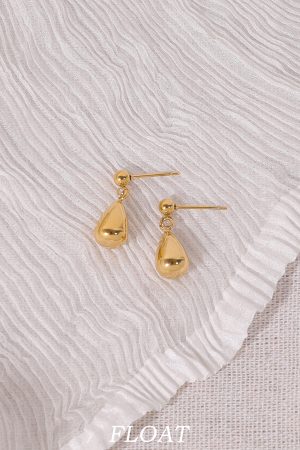 Elegant Floating French Metal Round Ball Water Drop Earrings for Women - High-End Versatile Ear Clips for Commuting and Special Occasions