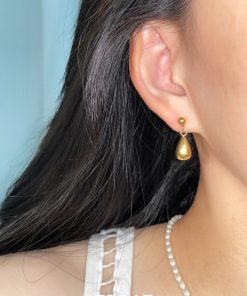 Elegant Floating French Metal Round Ball Water Drop Earrings for Women - High-End Versatile Ear Clips for Commuting and Special Occasions