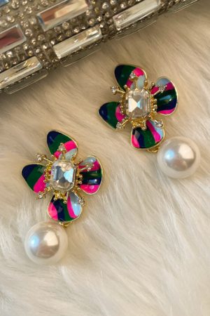 Elegant Floral Drop Earrings - Unique Niche Design for Women, Trendy Autumn/Winter 2025 Fashion Accessories