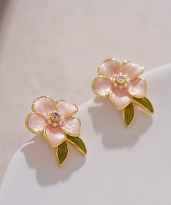 Elegant Floral Pearl Glaze Stud Earrings - Fresh French-Style Flower Design for a Sweet Temperament - Perfect for Any Occasion